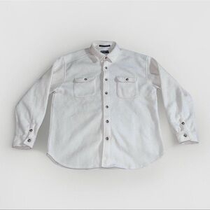 VTG Regatta Men's Fleece Shacket White Mens L Long Sleeve Button Up Shirt Jacket